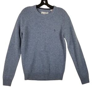Original Penguin Men Lambswool Crewneck Sweater Blue Faded Denim Sz  Small